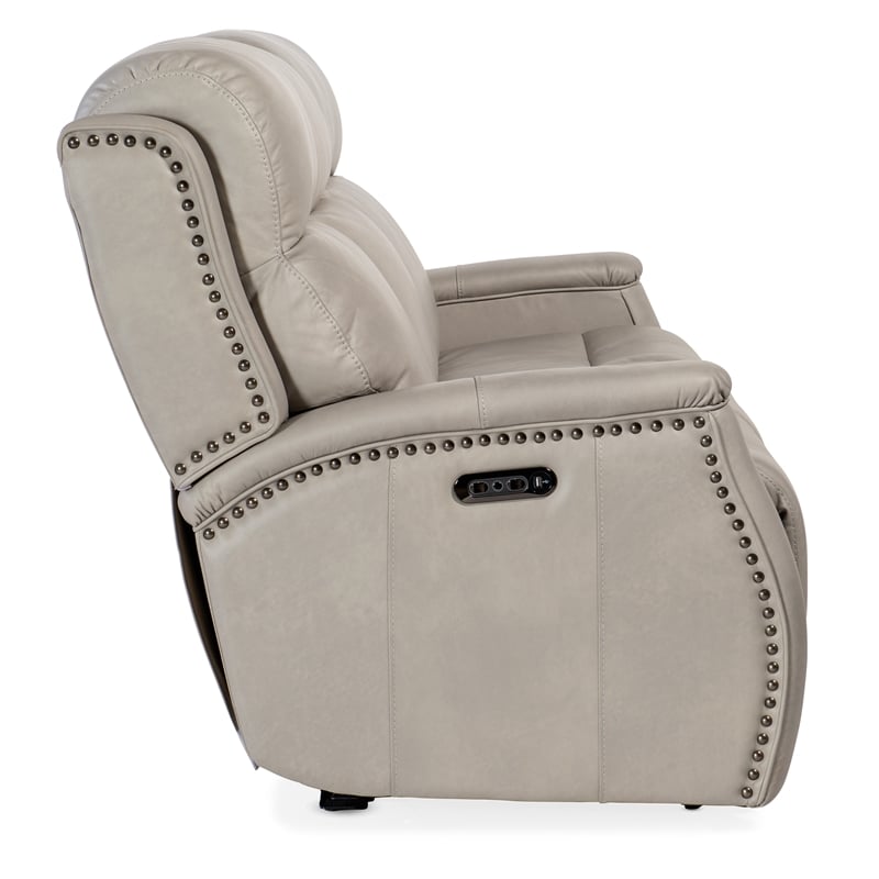 Rhea Zero Gravity Power Recline Sofa with Power Headrest in Gray Leather