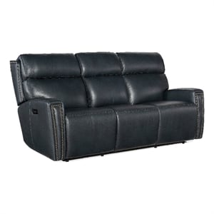 Ruthe ZeroG Power Sofa with Power Headrest & Hidden Console in Blue Leather