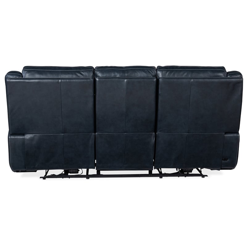 Montel Lay Flat Power Sofa with Power Headrest & Lumbar in Blue Leather