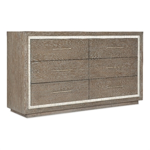 hooker furniture serenity mainstay 6-drawer dresser - gray washed oak/light gray