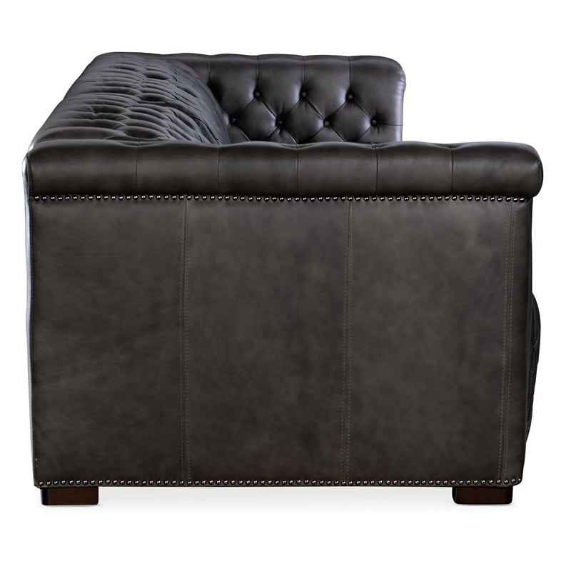 Savion Grandier Power Recliner Sofa with Power Headrest in Gray Leather