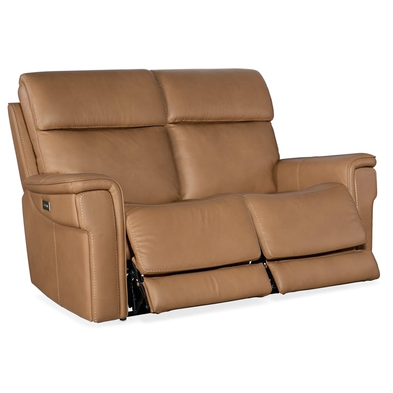 Lyra Zero Gravity Power Loveseat with Power Headrest in Brown Leather by Hooker