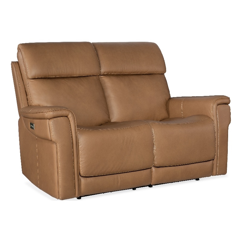 Lyra Zero Gravity Power Loveseat with Power Headrest in Brown Leather by Hooker