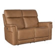 Lyra Zero Gravity Power Loveseat with Power Headrest in Brown Leather by Hooker