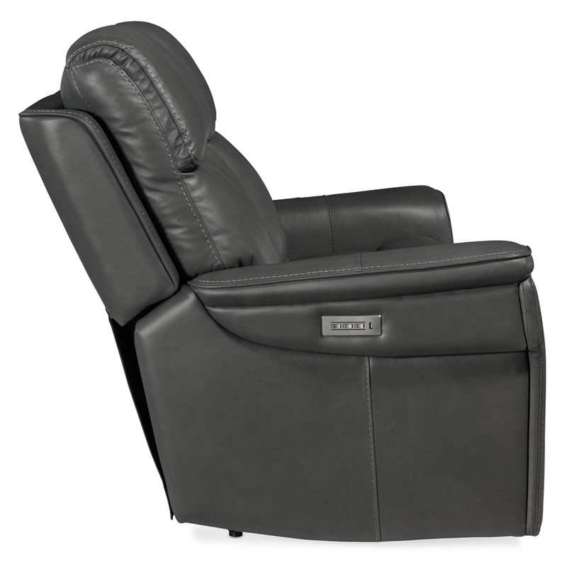 Lyra Zero Gravity Power Loveseat with Power Headrest in Gray Leather by Hooker