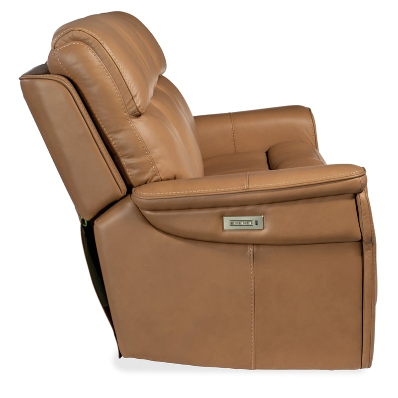 Lyra Zero Gravity Power Sofa with Power Headrest in Brown Leather by Hooker