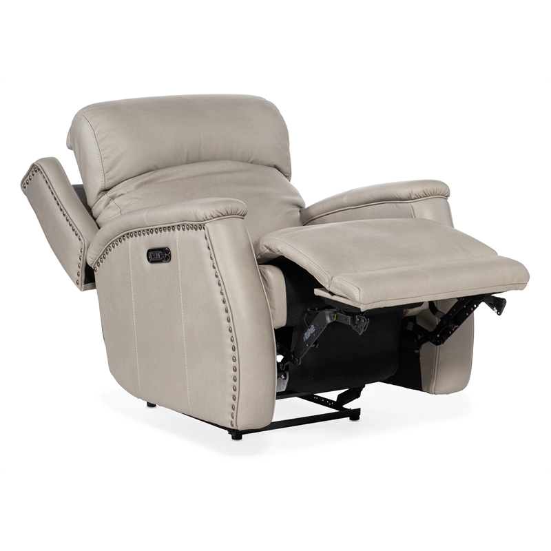 Rhea Zero Gravity Power Recliner with Power Headrest in Gray Leather by Hooker