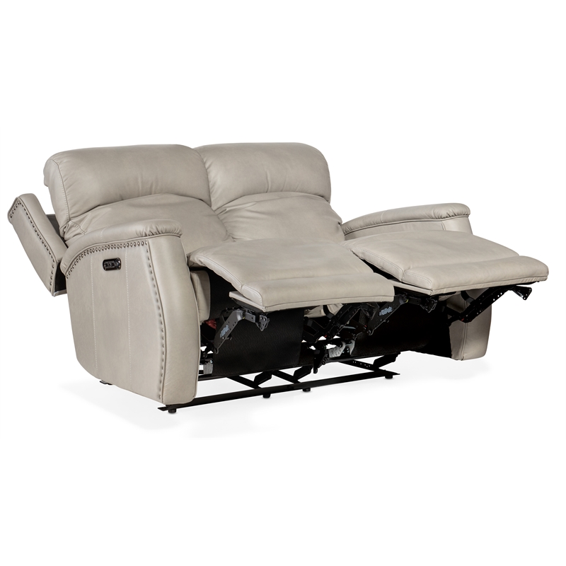 Rhea Zero Gravity Power Recline Loveseat with Power Headrest in Gray Leather