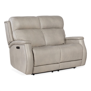 Rhea Zero Gravity Power Recline Loveseat with Power Headrest in Gray Leather