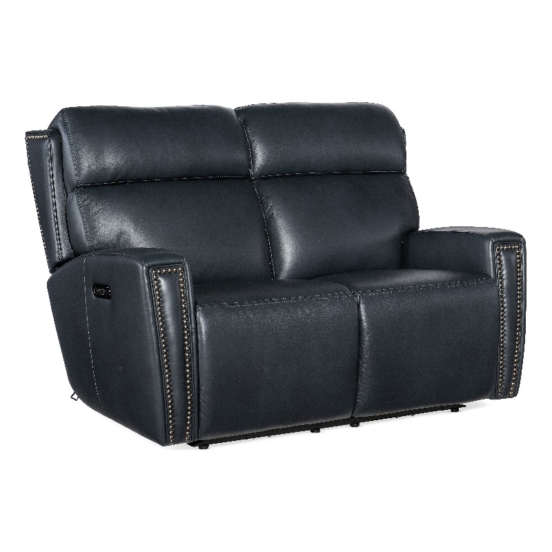 Ruthe Zero Gravity Power Recline Loveseat with Power Headrest in Blue Leather