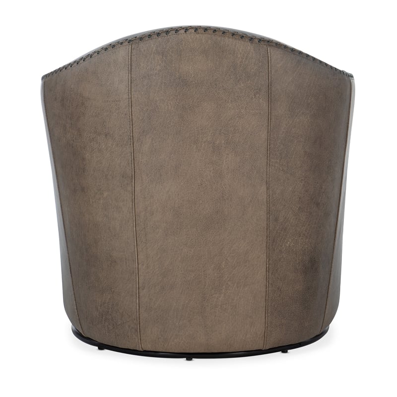 Roper Swivel Club Chair in Brown Leather by Hooker Furniture