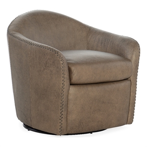 Roper Swivel Club Chair in Brown Leather by Hooker Furniture