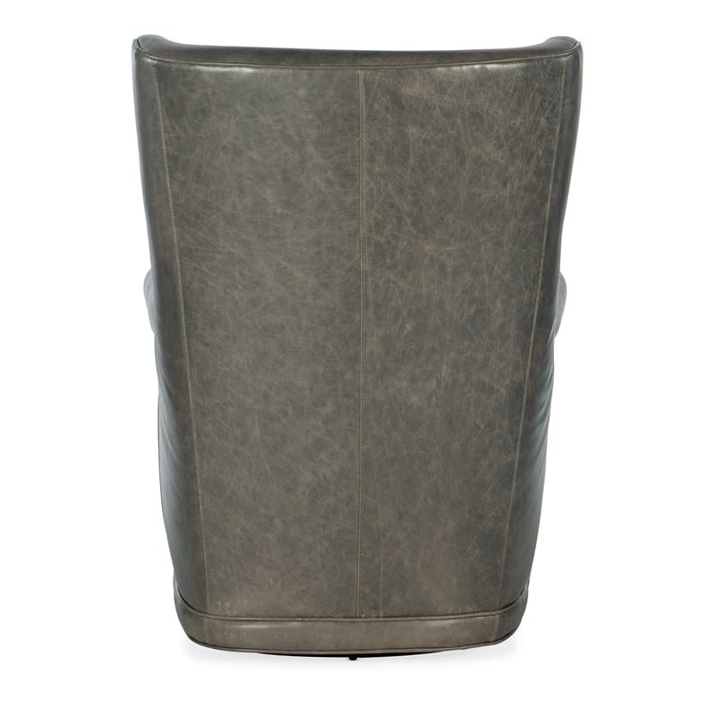 Mai Wing Swivel Club Chair in Gray Leather by Hooker Furniture