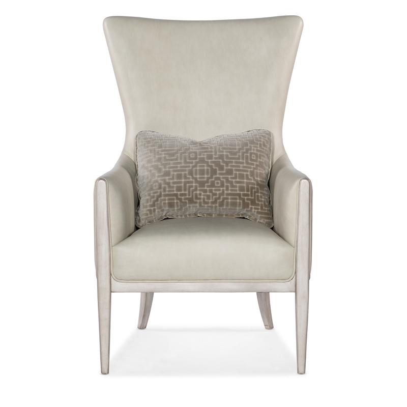 Kyndall Club Chair with Accent Pillow in Gray Leather by Hooker Furniture