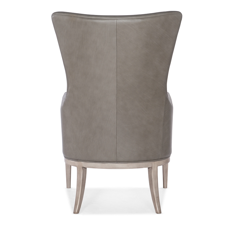 Kyndall Club Chair with Accent Pillow in Gray Leather by Hooker Furniture