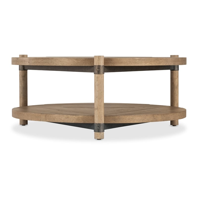 Vineyard Row Round Cocktail Table in Light Natural Wood by Hooker Furnishings