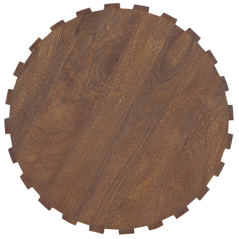 Commerce & Market Gears Round End Table in Medium Brown Wood by Hooker