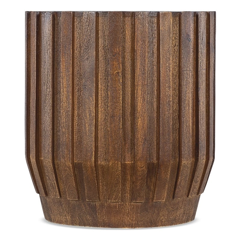 Commerce & Market Gears Round End Table in Medium Brown Wood by Hooker