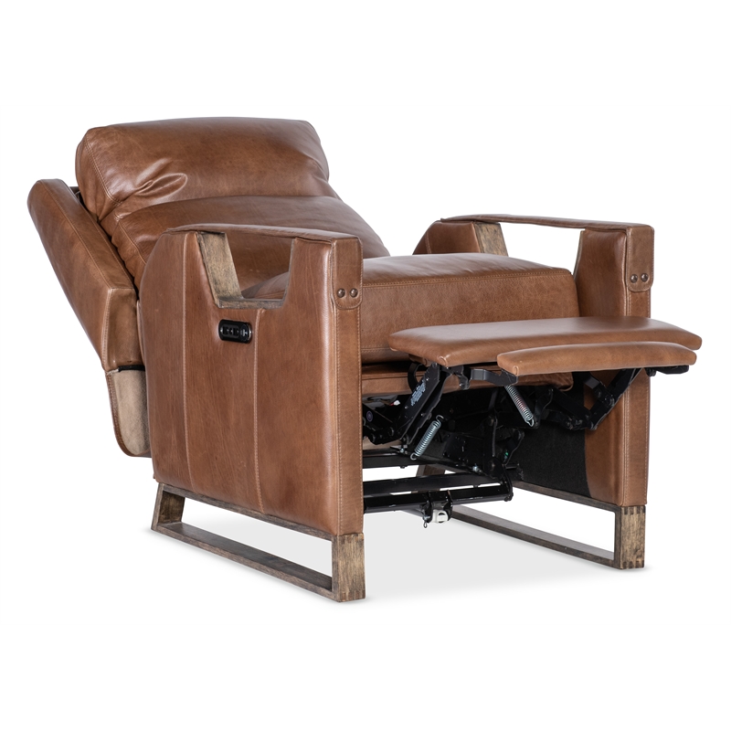Relic Power Recliner w/Power Headrest in Brown Leather by Hooker Furnishings