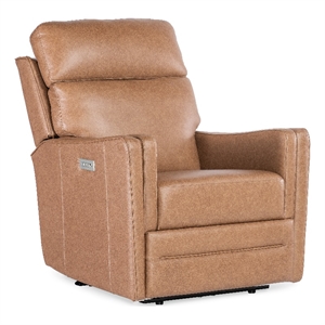 twain pwr recliner w/pwr headrest and lumbar in brown leather by hooker