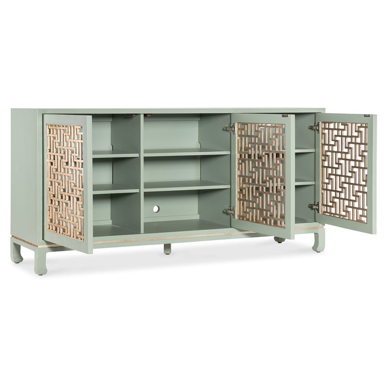 Commerce & Market Trellis Entertainment Credenza in Green Wood by Hooker