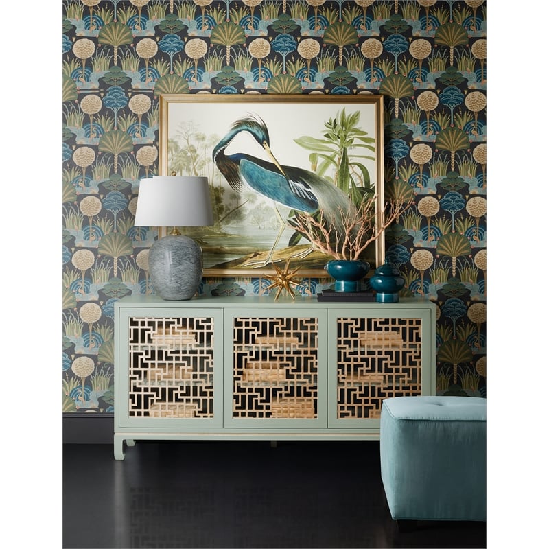 Commerce & Market Trellis Entertainment Credenza in Green Wood by Hooker