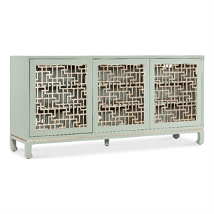 commerce & market trellis entertainment credenza in green wood by hooker