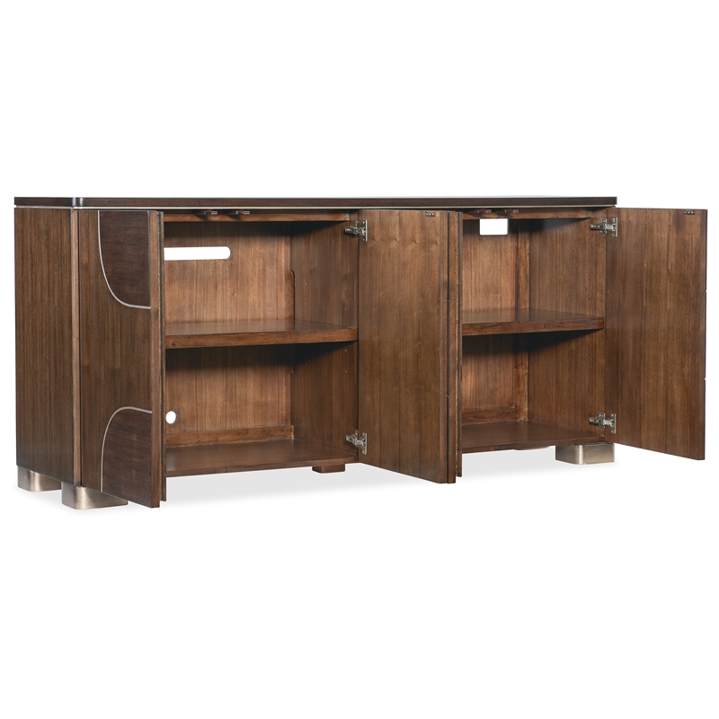 Melange Contours Credenza in Dark Brown Wood by Hooker Furnishings