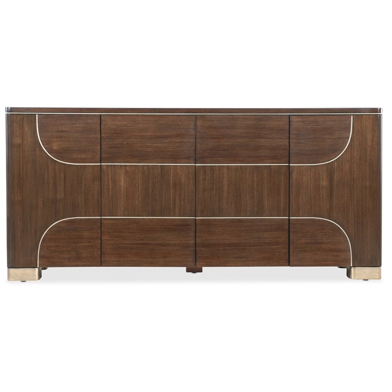 Melange Contours Credenza in Dark Brown Wood by Hooker Furnishings