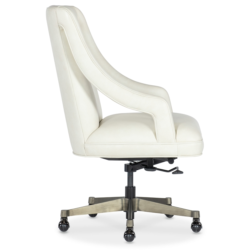 Meira Executive Swivel Tilt Chair in White Leather by Hooker Furnishings