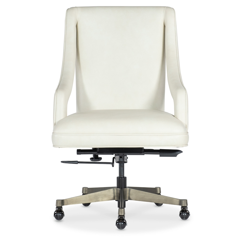 Meira Executive Swivel Tilt Chair in White Leather by Hooker Furnishings
