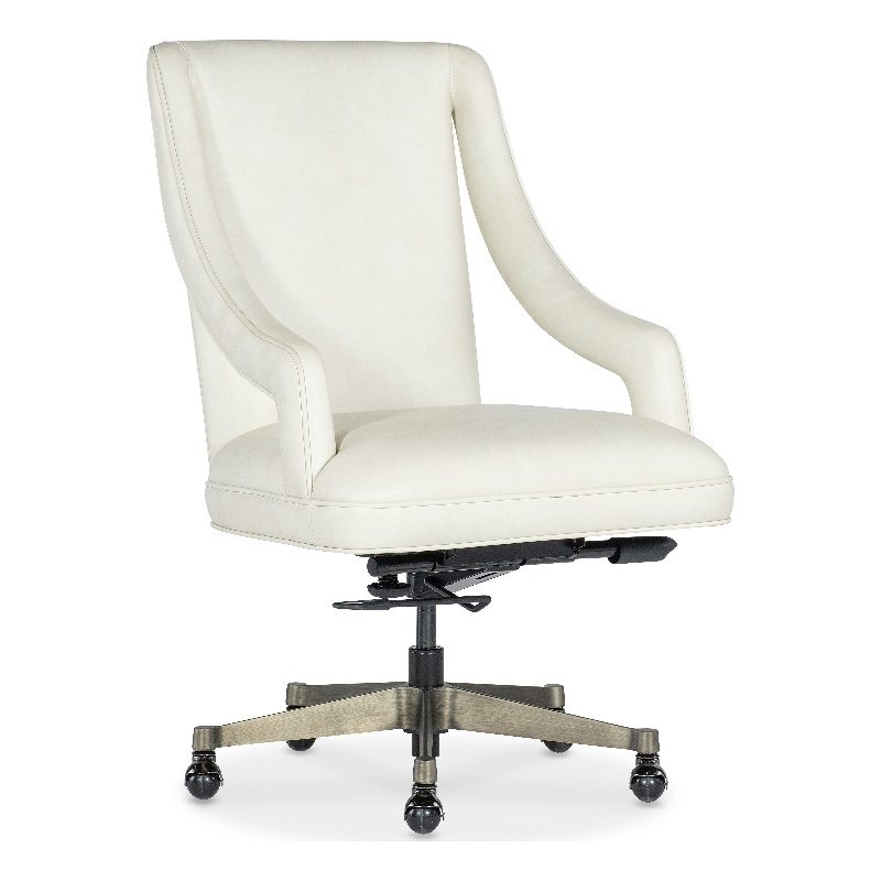Meira Executive Swivel Tilt Chair in White Leather by Hooker Furnishings