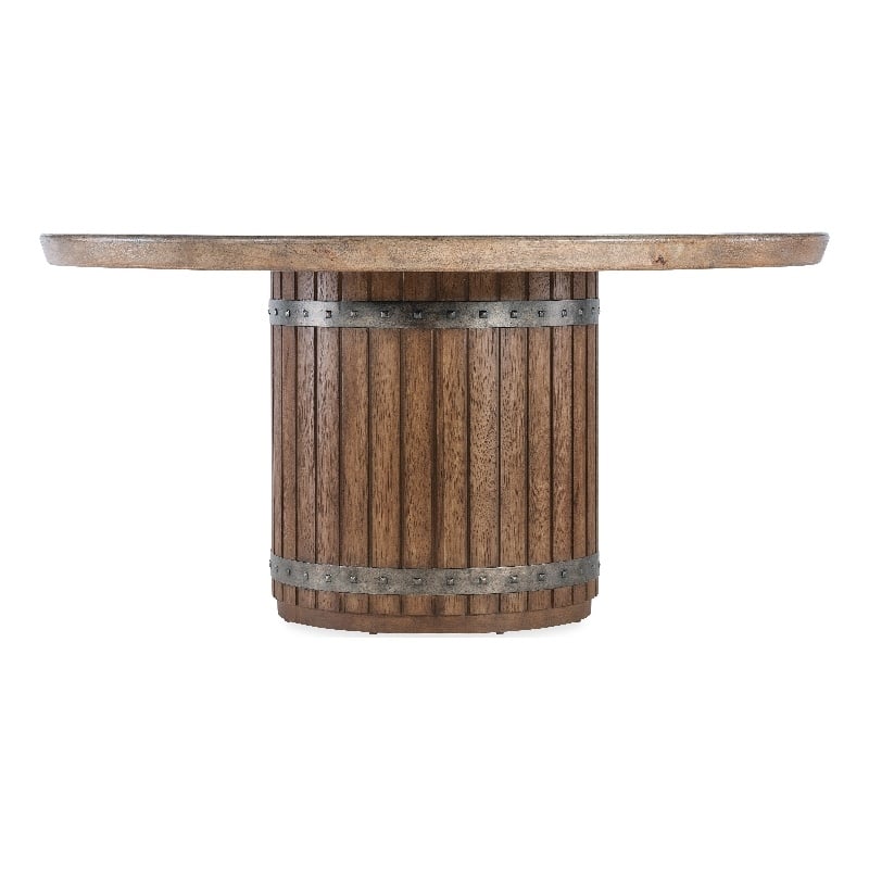 Vineyard Row Round Dining Table in Dark Brown Wood by Hooker Furnishings