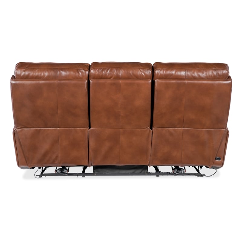 Crosby Pwr Sofa with Pwr Headrest and Lumbar in Brown Leather by Hooker
