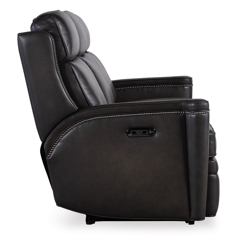 Hamilton Power Sofa with Power Headrest in Gray Leather by Hooker Furnishings