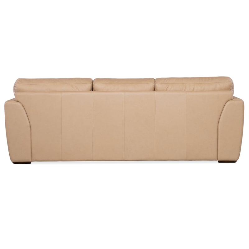 Keys Wide Arm Stationary Sofa in Beige Leather by Hooker Furnishings