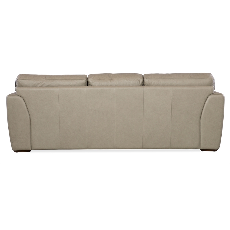 Keys Wide Arm Stationary Sofa in Green Leather by Hooker Furnishings