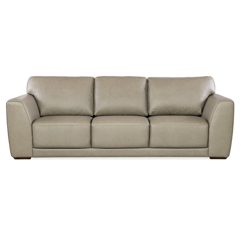 Keys Wide Arm Stationary Sofa in Green Leather by Hooker Furnishings
