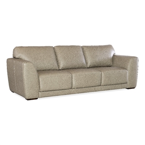 Keys Wide Arm Stationary Sofa in Green Leather by Hooker Furnishings