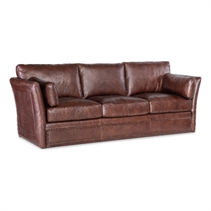 Woodstock 3-Seat Sofa in Brown Leather by Hooker Furnishings