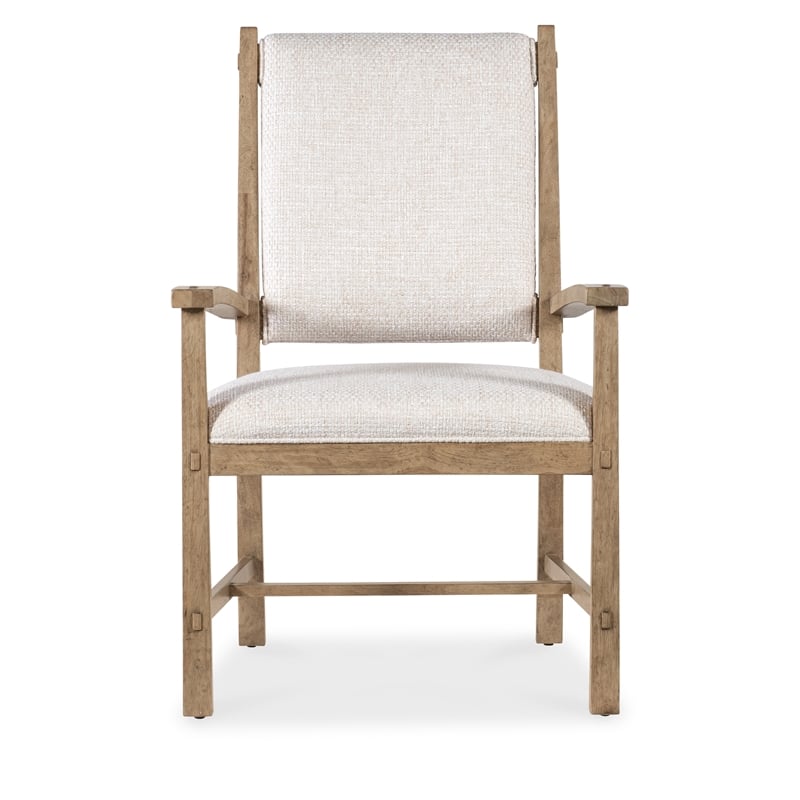 Vineyard Row Post Back Upholstered Arm Chair in Beige Wood by Hooker Furnishings
