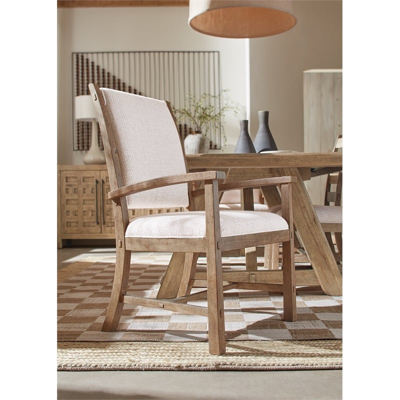 Vineyard Row Post Back Upholstered Arm Chair in Beige Wood by Hooker Furnishings