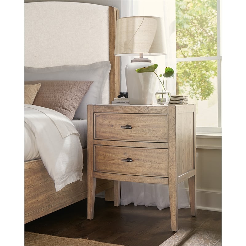 Vineyard Row Two Drawer Nightstand in Light Natural Wood by Hooker Furnishings