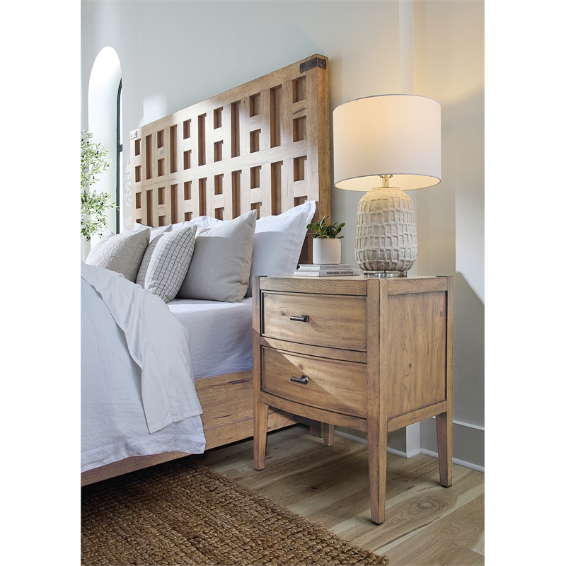 Vineyard Row Two Drawer Nightstand in Light Natural Wood by Hooker Furnishings