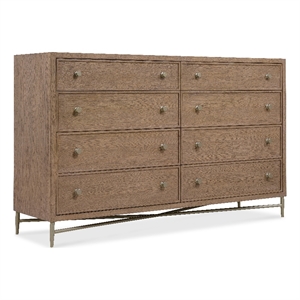 sonnet eight-drawer dresser in medium brown wood by hooker furnishings