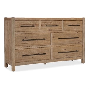 vineyard row seven-drawer dresser in light natural wood by hooker furnishings