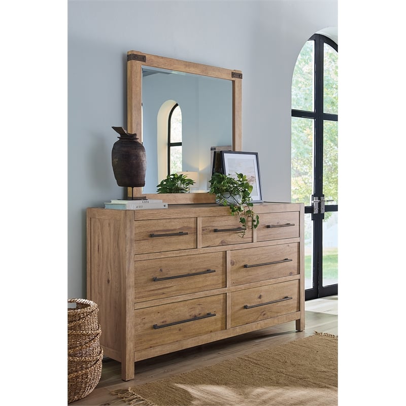 Vineyard Row Square Mirror in Light Natural Wood by Hooker Furnishings