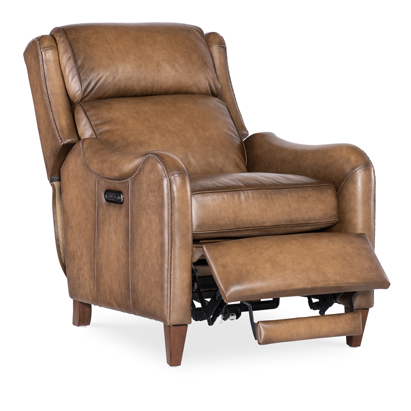 Carrington Power Recliner w/ Pwr Headrest in Brown Leather by Hooker Furnishings