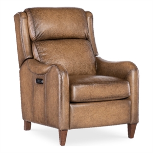 carrington power recliner w/ pwr headrest in brown leather by hooker furnishings