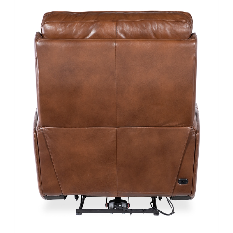 Crosby Pwr Recliner w/ Pwr Headrest and Lumbar in Brown Leather by Hooker